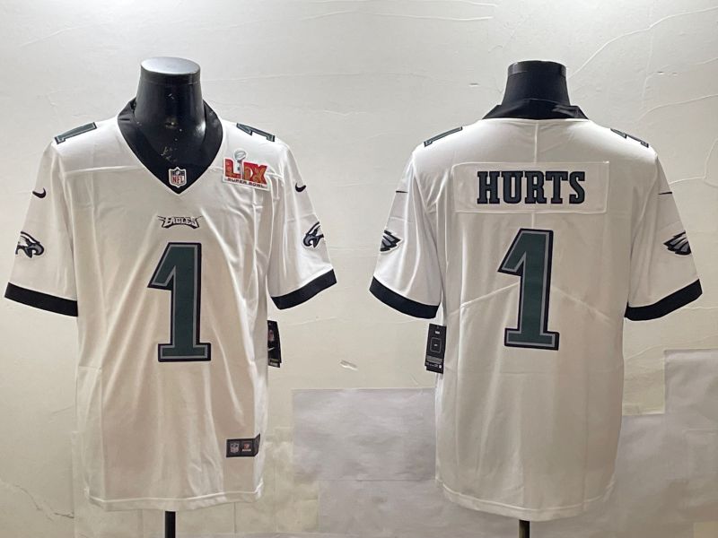 Men Philadelphia Eagles #1 Hurts White 2025 Nike Vapor Limited NFL Jersey style 2->philadelphia eagles->NFL Jersey